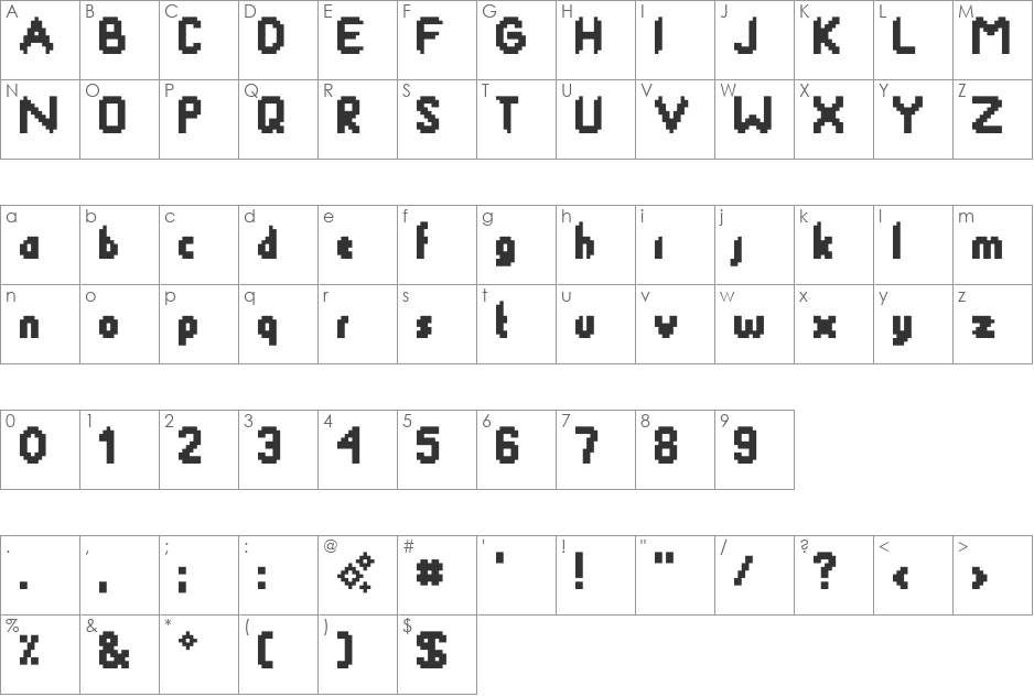 SmackyFormulaSha font character map preview