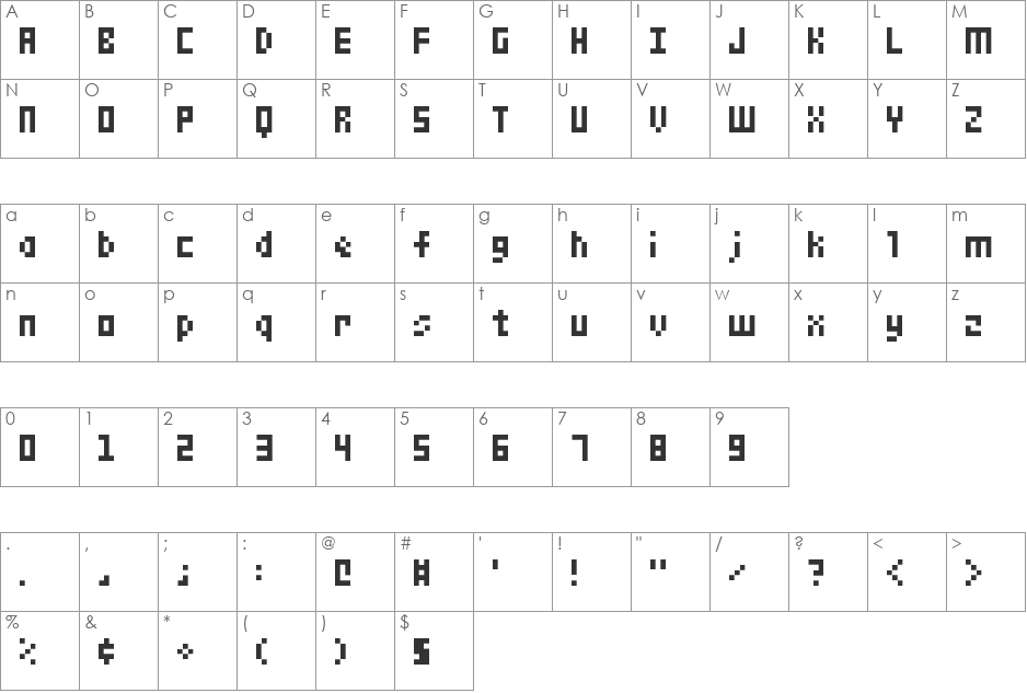 Small 5x3 font character map preview