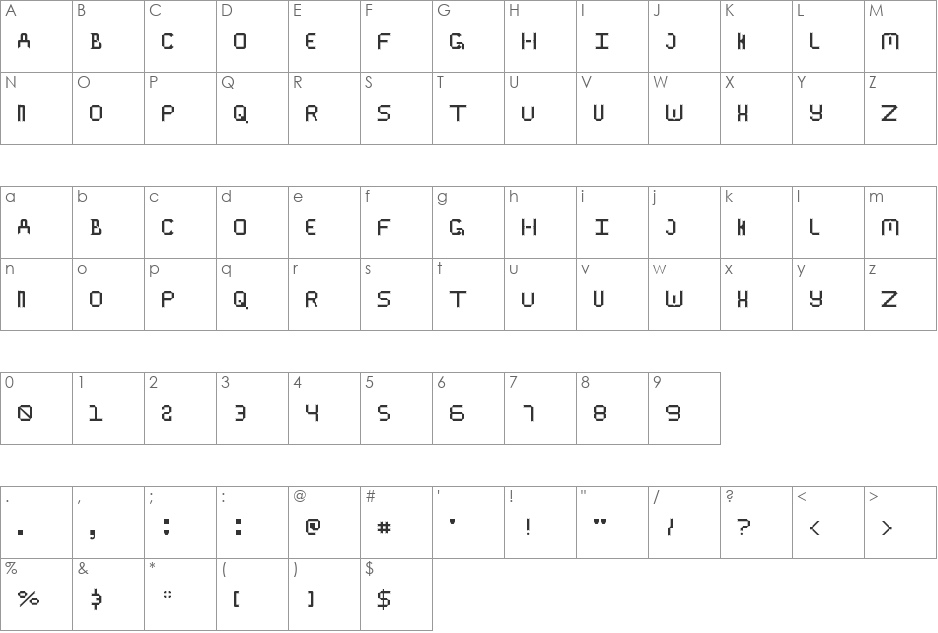Small Spike font character map preview