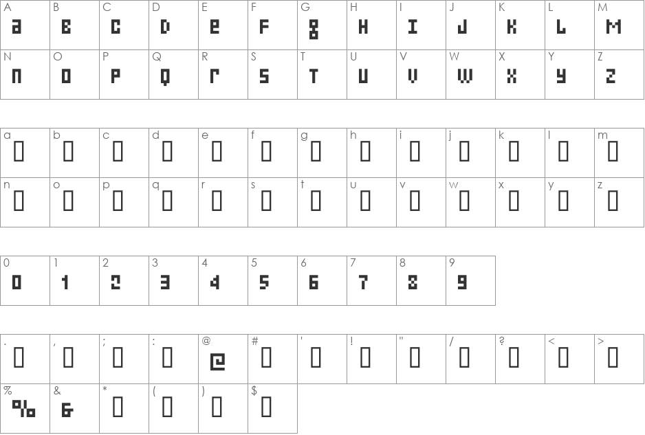 Small Talk font character map preview