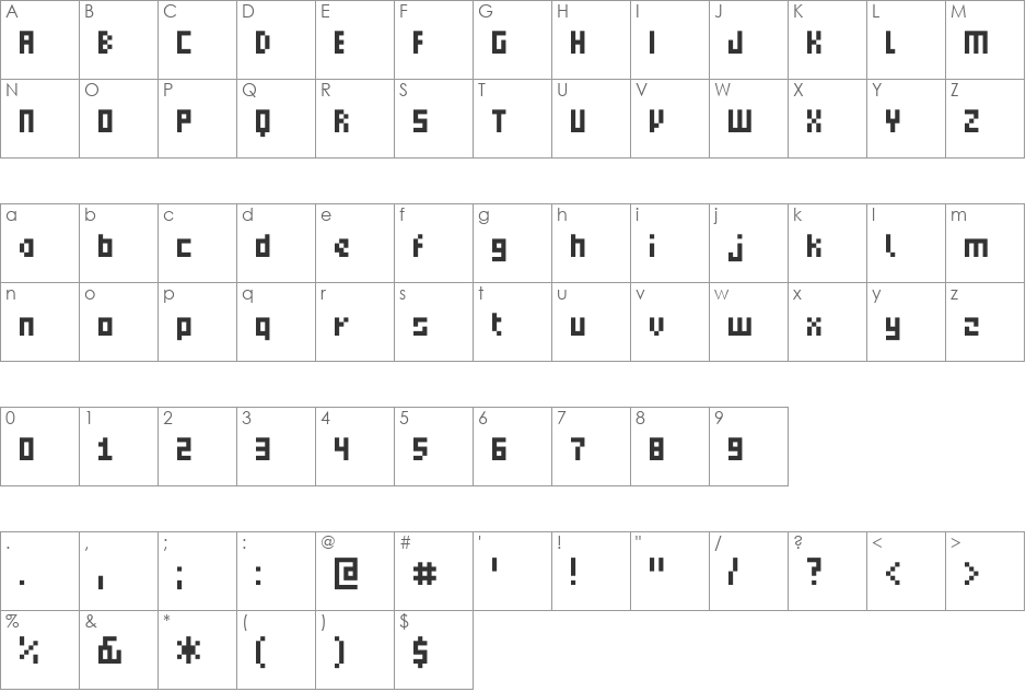 Small Talk font character map preview