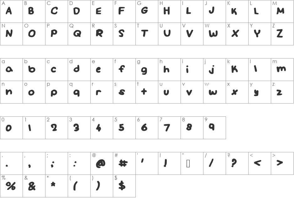 SmallandSircular font character map preview