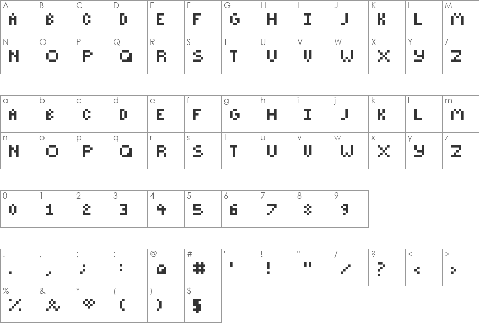 SmallCaps font character map preview