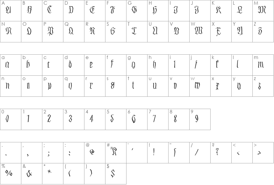 SmallEdgedFrax font character map preview