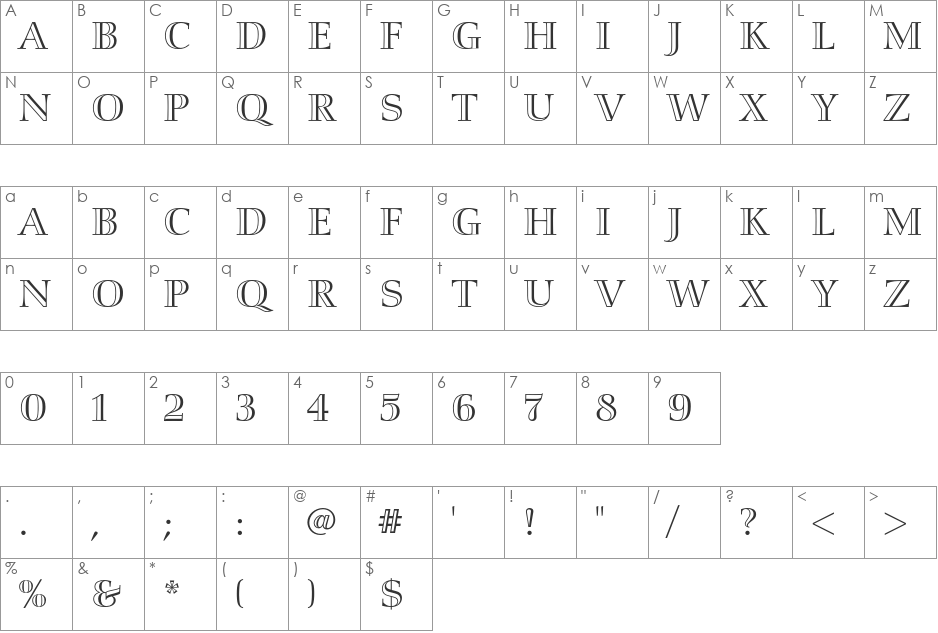 Smaragd LT Std font character map preview