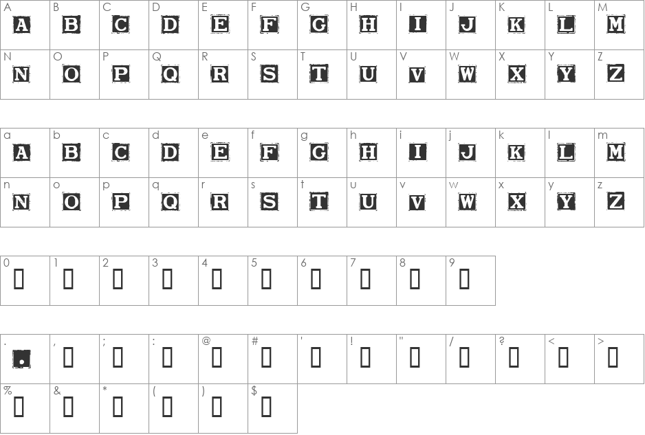 Smargana font character map preview