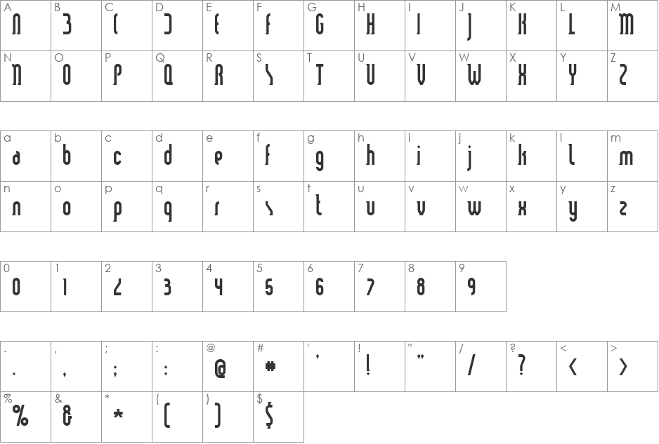 Smart and Sexy font character map preview