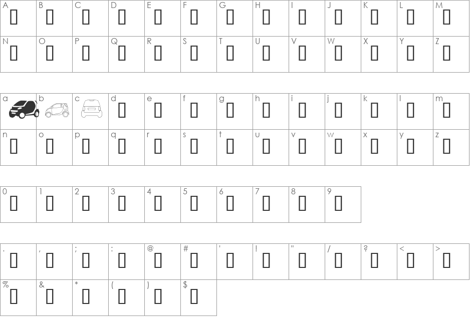 Smart BC font character map preview