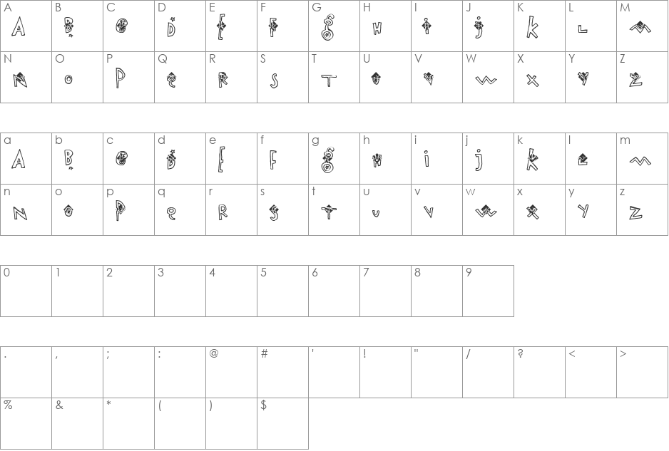Smartfair font character map preview
