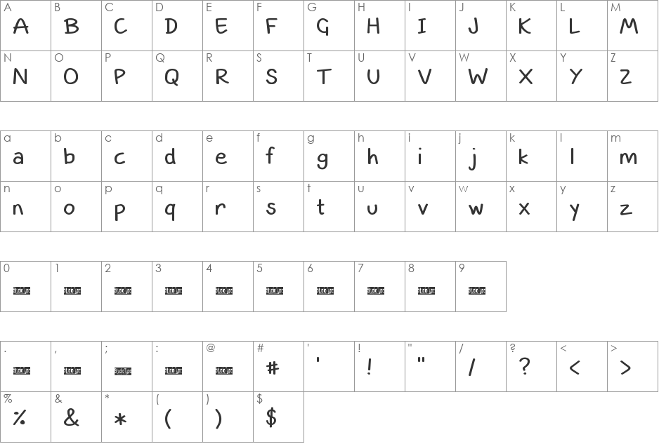 SMARTKD font character map preview
