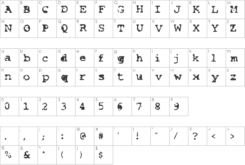 Smash font character map preview