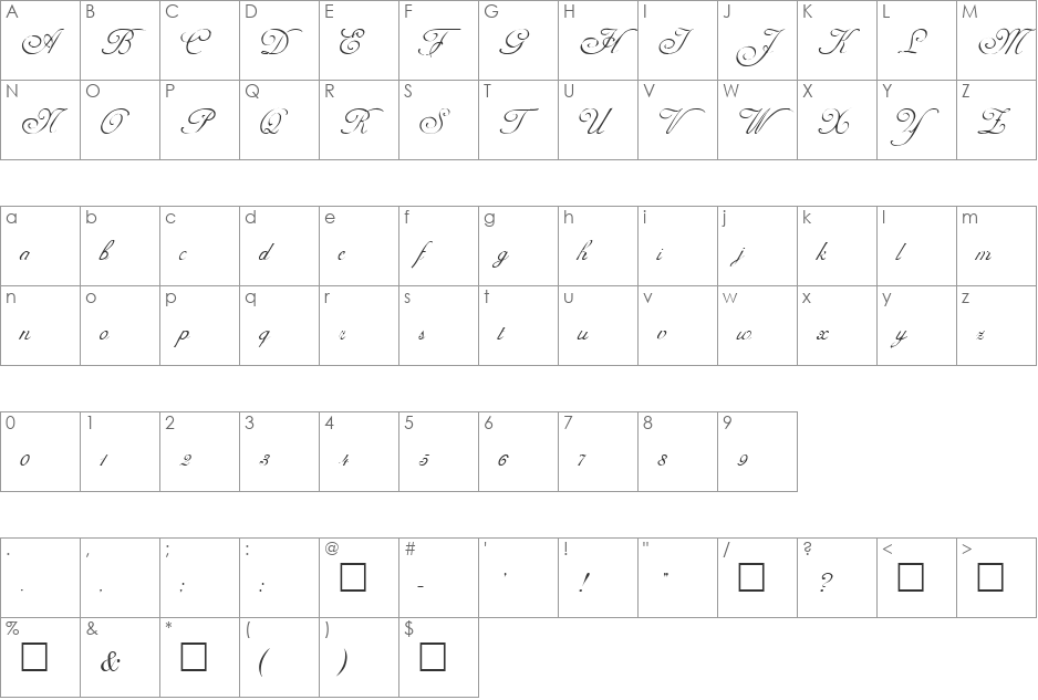 ADOLPHE font character map preview