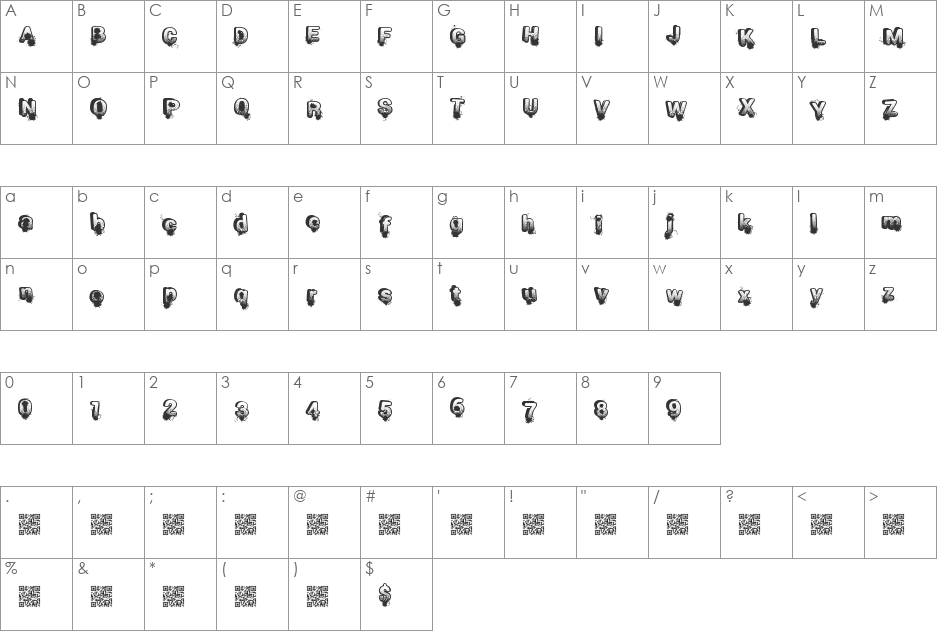 SmashBreak font character map preview