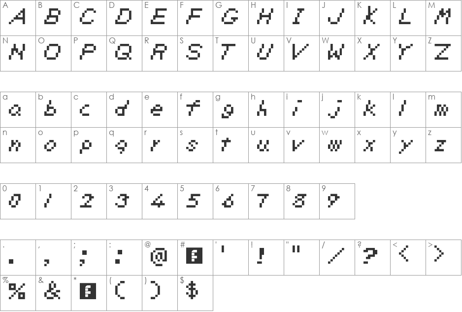 SMB Deluxe font character map preview
