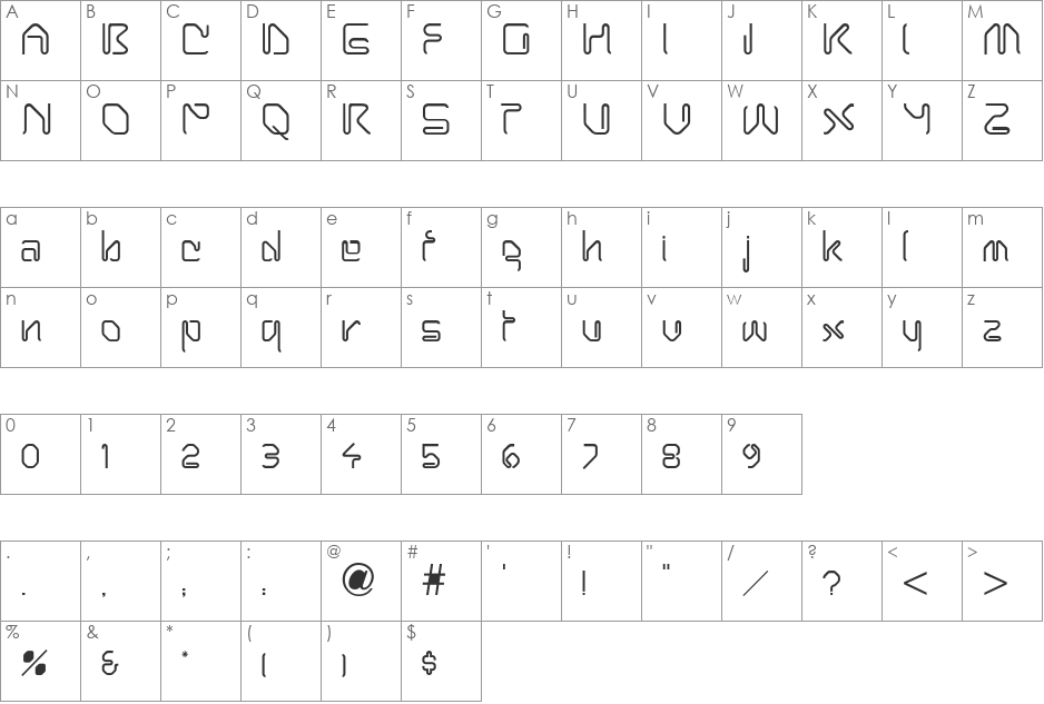 SMCChicago font character map preview