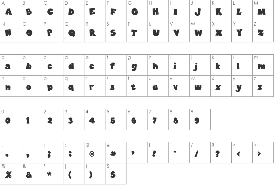 SMCOrlando font character map preview