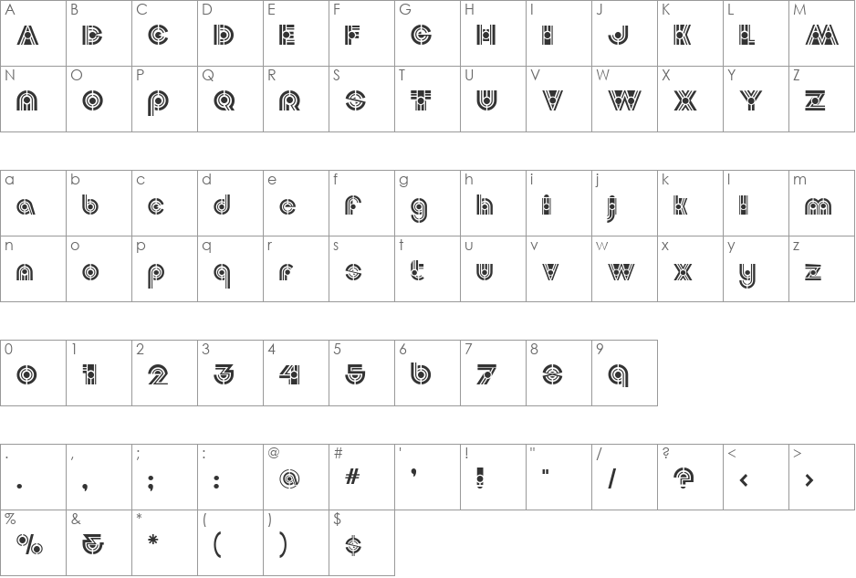 SMCPhoenix font character map preview