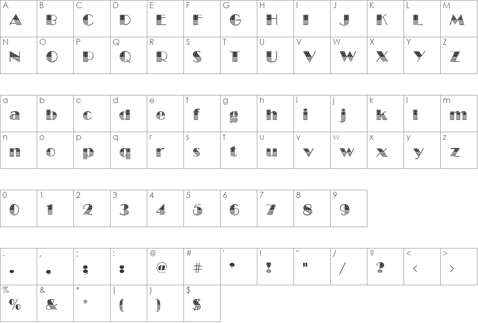 SMCWashington font character map preview