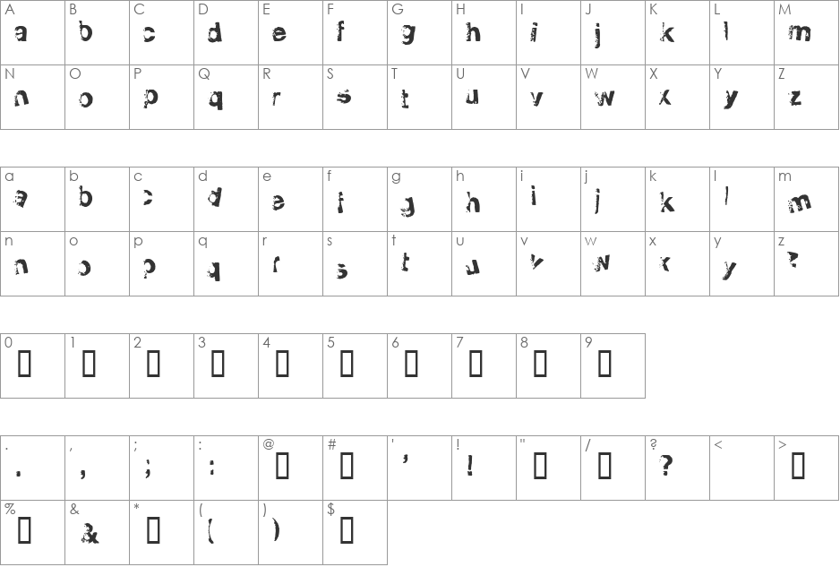 Smellvetica font character map preview