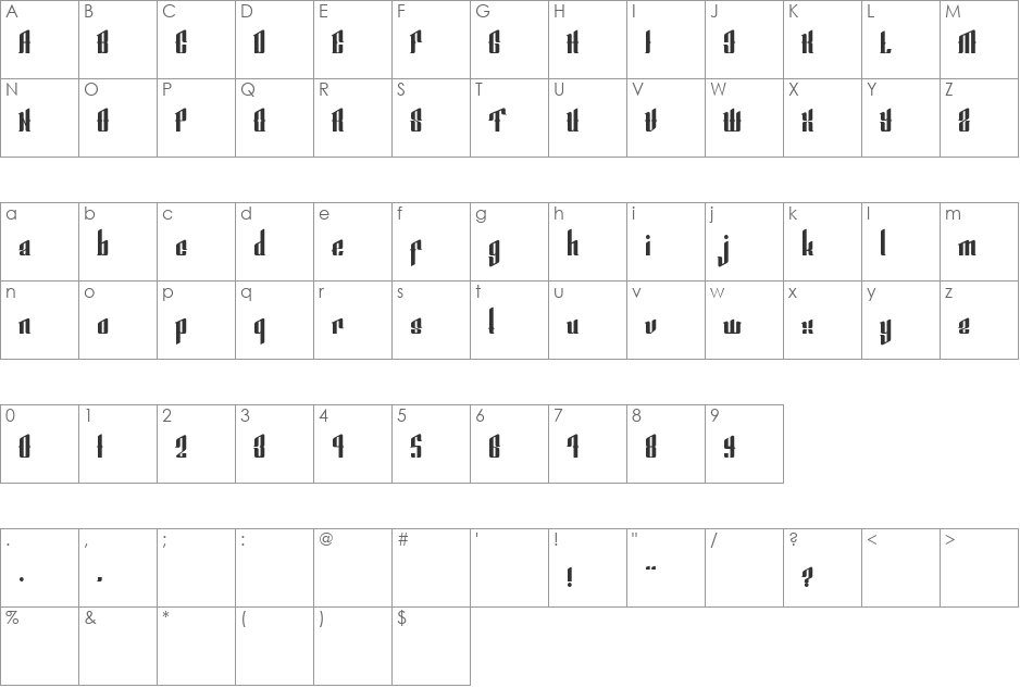 Smeyer font character map preview