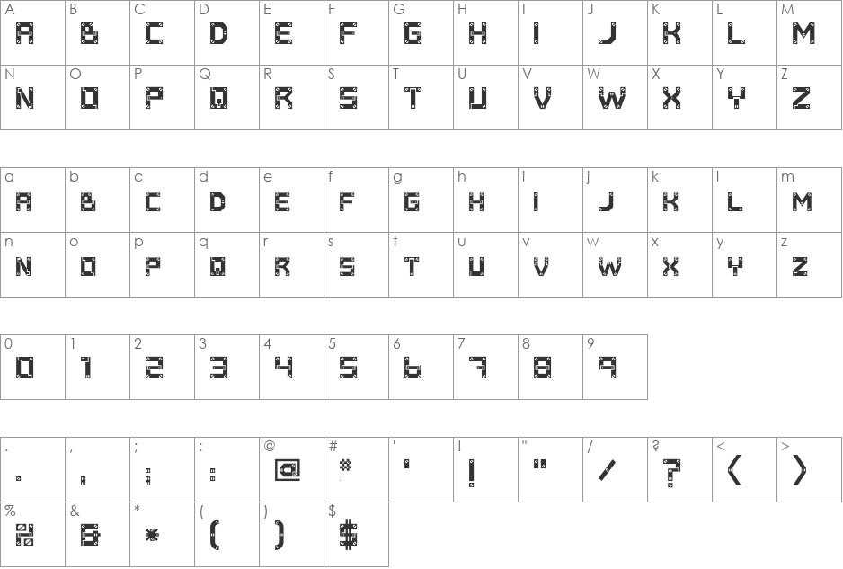 Baumarkt font character map preview