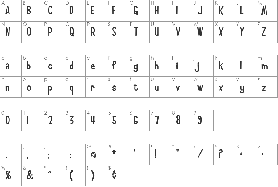 Smilage font character map preview