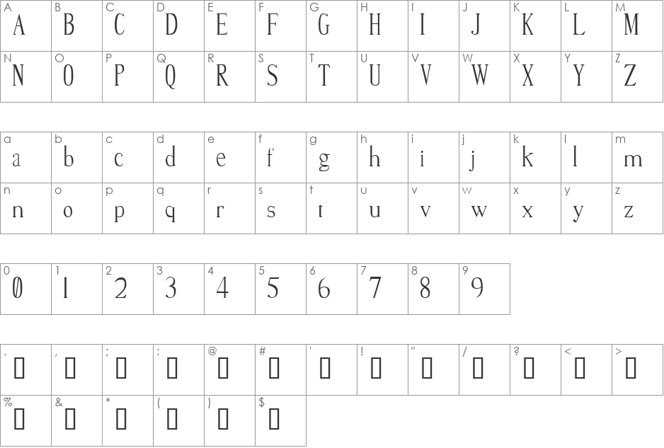 smiTe font character map preview