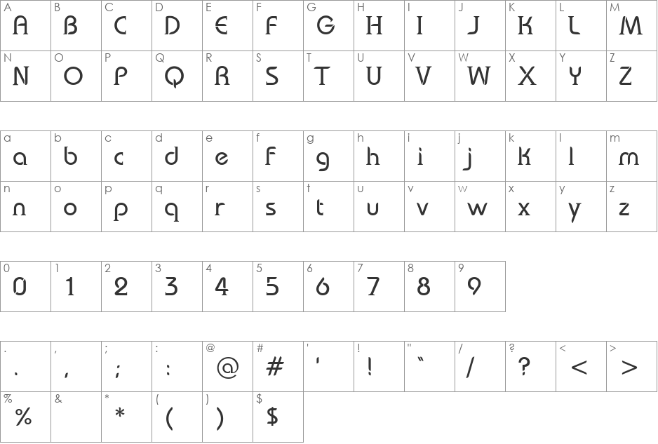 bauserif font character map preview