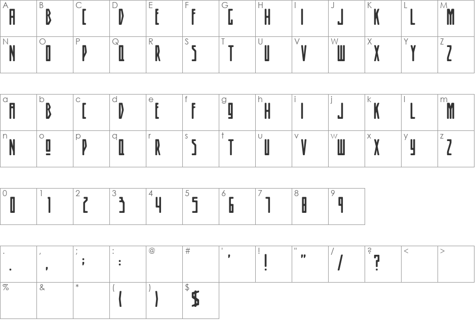 SmithPremier font character map preview