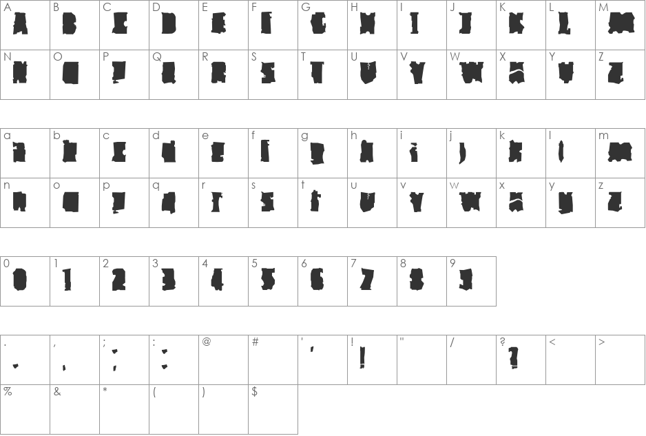 SMOG font character map preview