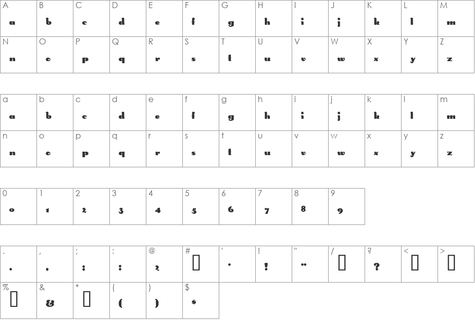 Smoke font character map preview