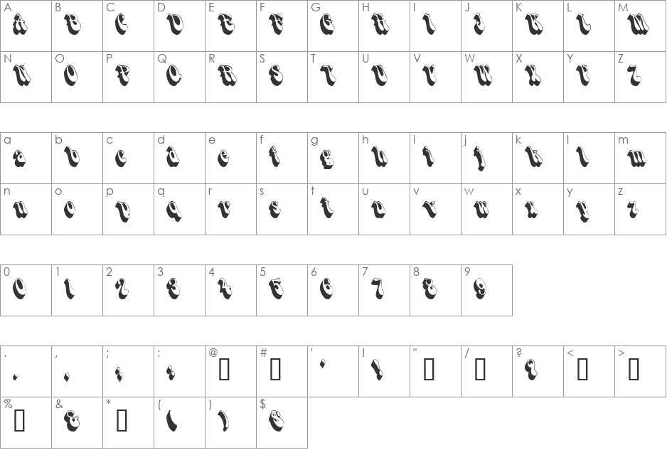 Smoke font character map preview