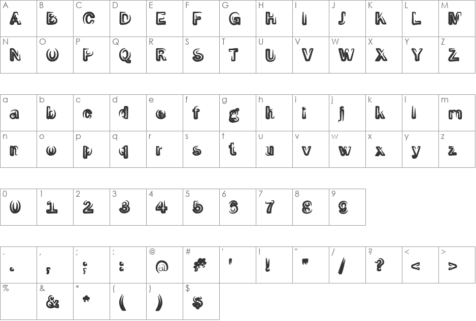 Smoke-Black font character map preview