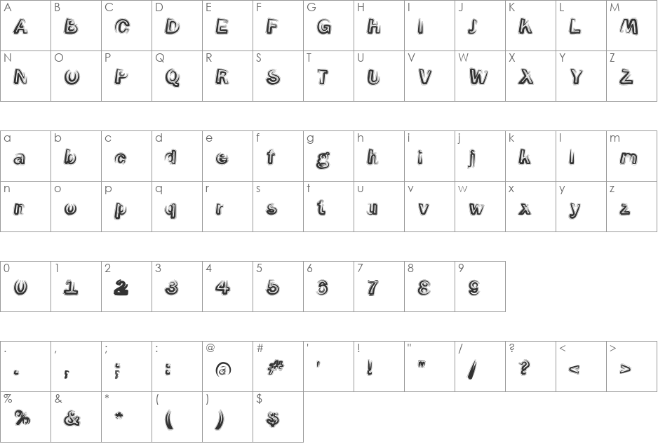 Smoke-Contour font character map preview