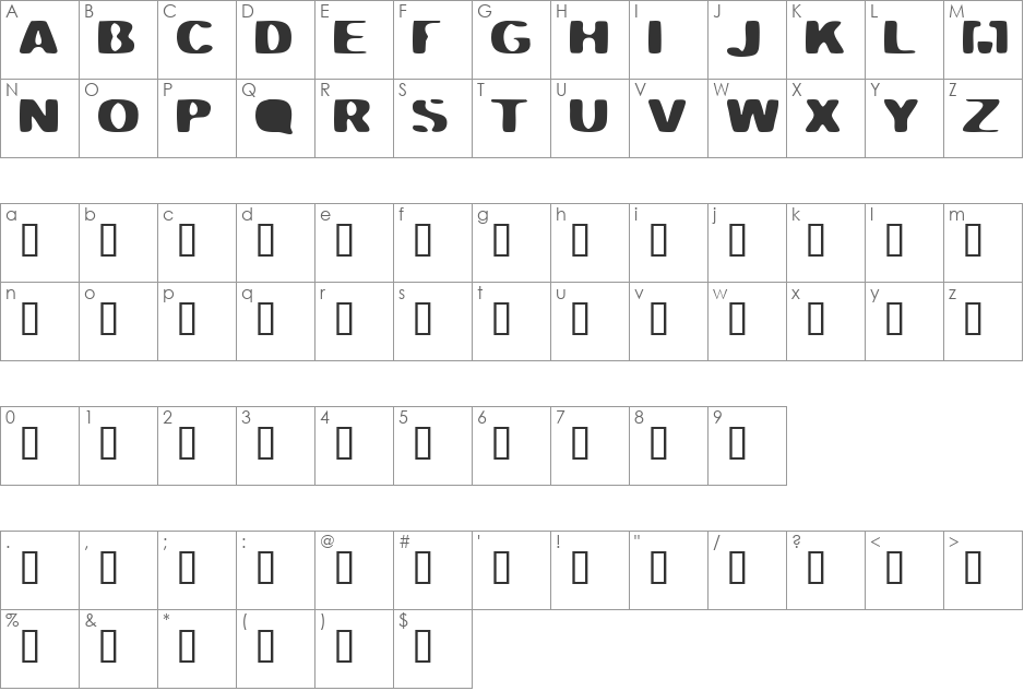Smokin Fatties font character map preview