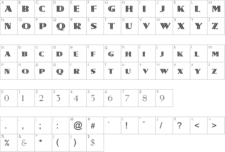 Smoking font character map preview