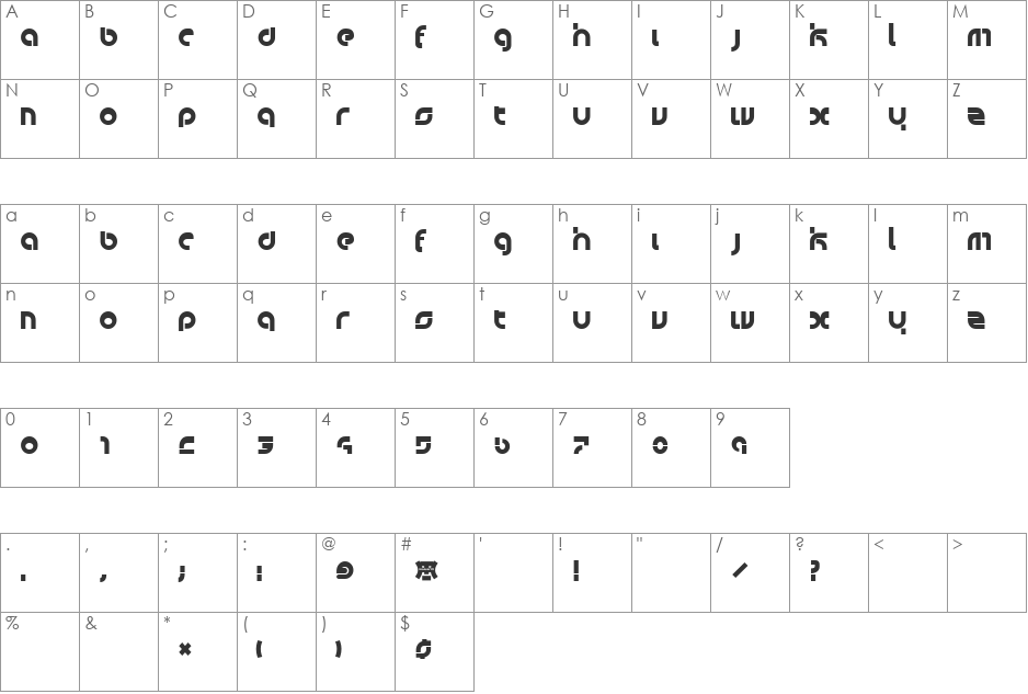 bauwerck font character map preview