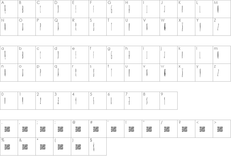 SmokingPistols font character map preview