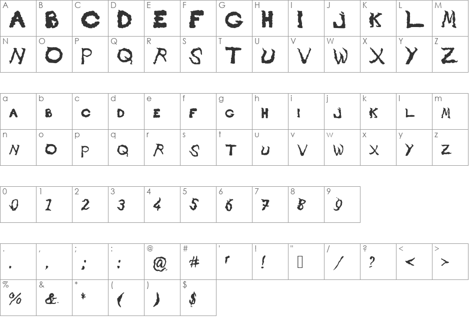 smokycloud font character map preview