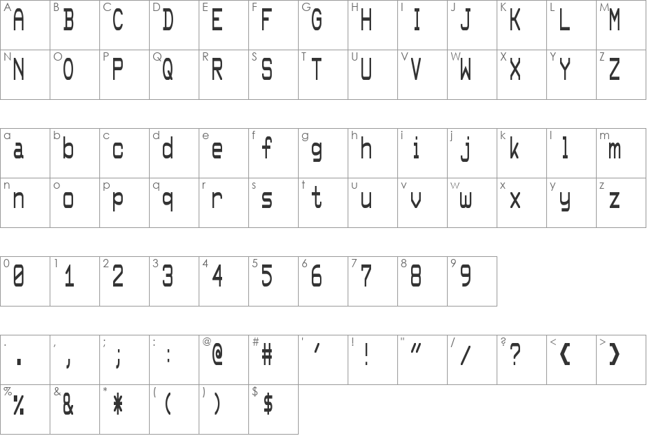 Smooth Pet font character map preview