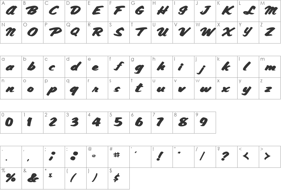 SmoothFontNew75 font character map preview