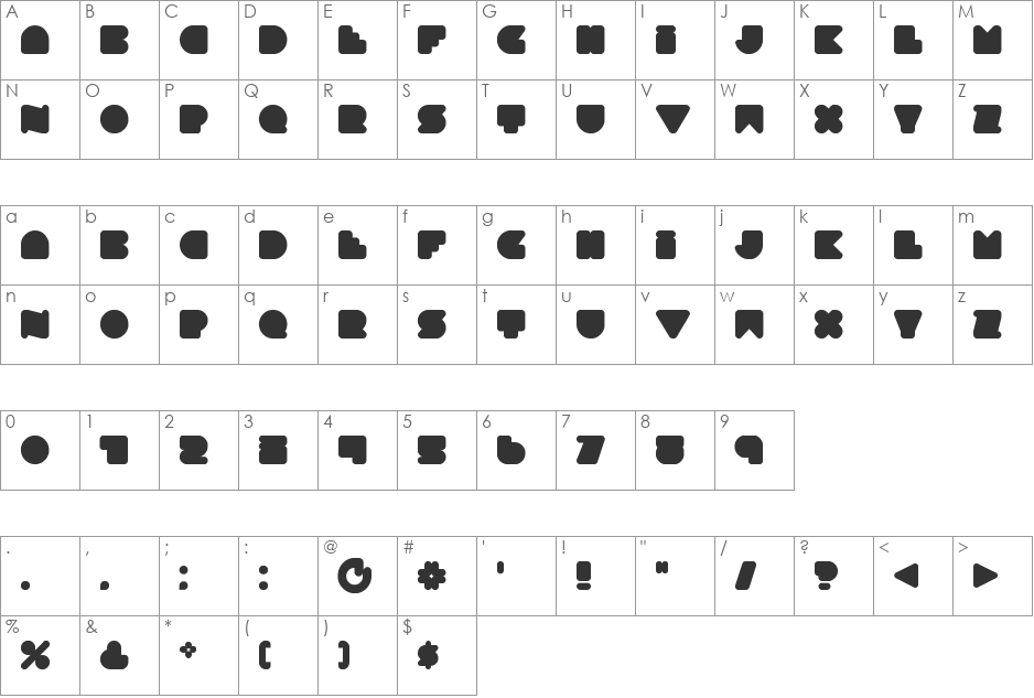 Smoothtasticness font character map preview