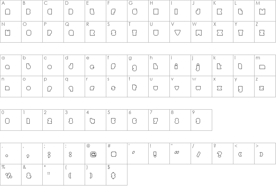 Smoveblock font character map preview