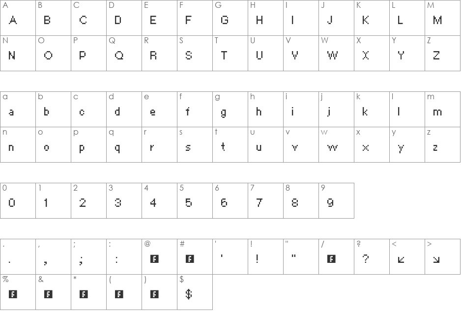 smSmallWorld font character map preview