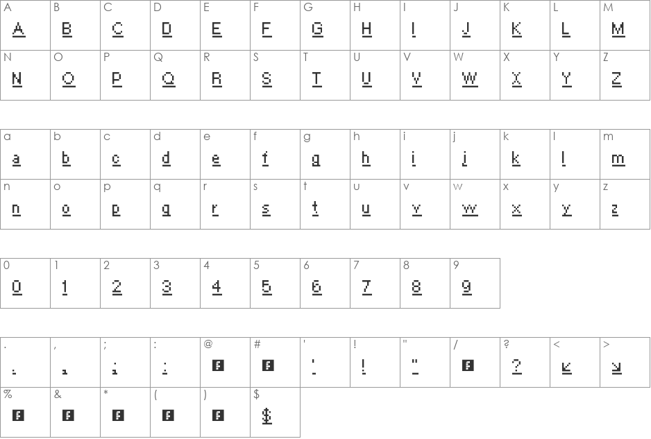 smSmallWorldUL font character map preview