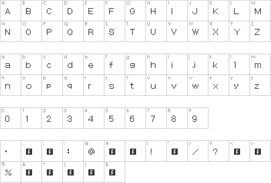 SMT: Devil Survivor font character map preview