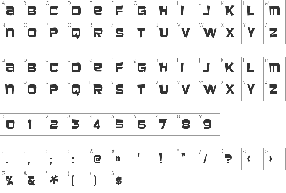 Baveuse font character map preview