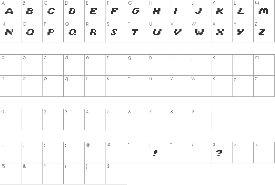 SMW Hud Name Font font character map preview