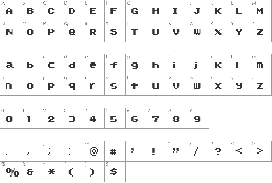 SMW Text 2 NC font character map preview