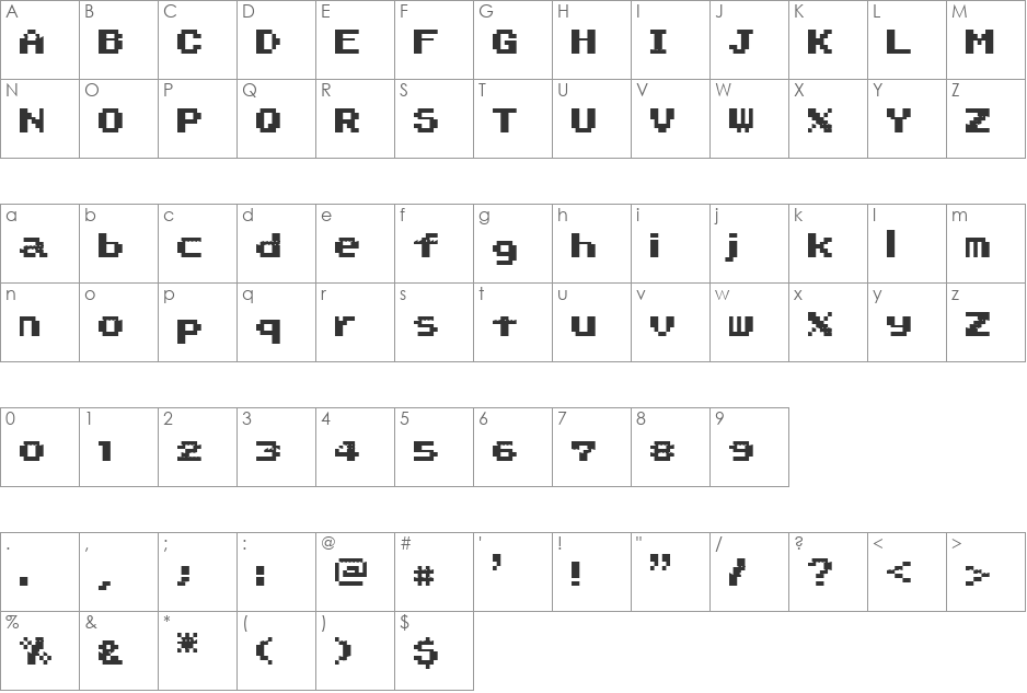 SMW Text Font font character map preview